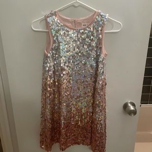 H&M girls pink sequined A line dress